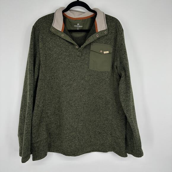 Woolrich Other - Woolrich Mens Green Fleece Pullover Drifter 1/4 Snap Sweater XL